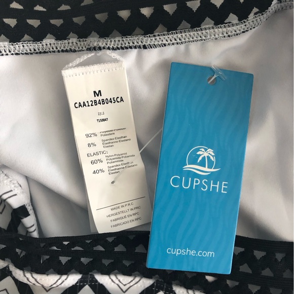 CUPSHE Crochet Chevron Bikini Bottom Black White Medium - Picture 4 of 6